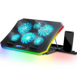 Laptop Cooling Pad RGB Gaming Laptop Fan Notebook Cooler 6 Quiet Fans 