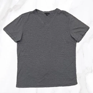 Theory Women's Gray Striped V Neck Short Sleeve Tee, Size M - Picture 1 of 5