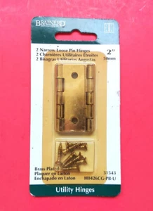 Brainerd Utility Hingers 2" Narrow Loose Pin Hingers Brass Plated 31543 - Picture 1 of 6