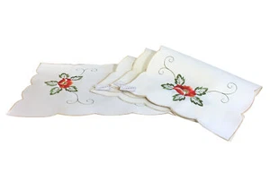 Pack de 4 manteles bordados florales amapola comedor manteles individuales 30cm x 45cm - Imagen 1 de 3