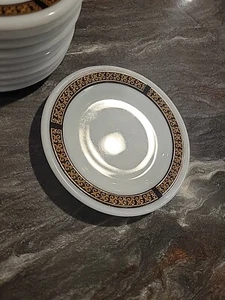 #62 🌟10 Vintage Fleur De Lis Pyrex Bread Plates Black Ebony Band🌟 - Picture 1 of 6
