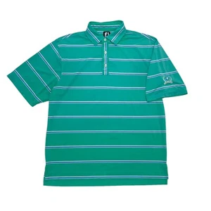 FootJoy Golf Polo Shirt Men Size Large Green Blue Striped Legends Resort Myrtle - Picture 1 of 13