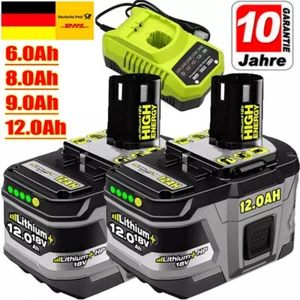 2X Für Ryobi Original P108 Akku/Ladegerät 18V 12,0Ah RB18L50 HP Lithium ONE Plus - Bild 1 von 38