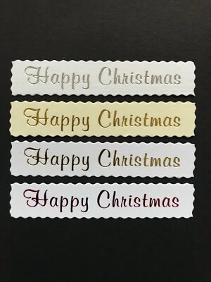 Happy Christmas deckled banners / card toppers sentiments embellishments pk10