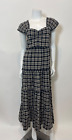 The Great. The Plaid Cap Sleeve Dress in Black/Beige Check Size 0