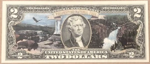 Yellowstone National Park Uncirculated Colorized $2 Dollar Bill w/Hard Cover - Picture 1 of 8