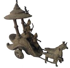 Horse Cart With Rider Antique Collectible Bronze Special Piece Arjun Chariot