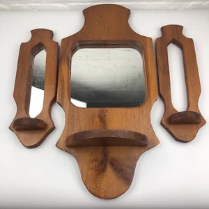 x3 VTG HOMCO Like Wooden Mirrored Wall Sconces Shelf Knick Knack Tealight Votive - Picture 1 of 12