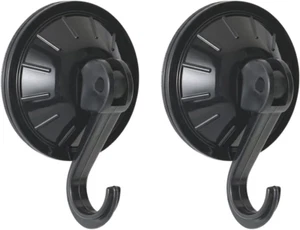 2 Pack Suction Cup Hooks Strong Reusable Shower Hooks Black Vacuum Suction Hange - Picture 1 of 8