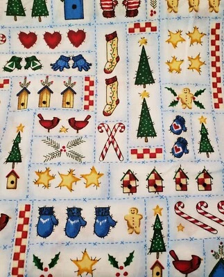 Vtg Daisy Kingdom Fabric Birdhouse Patch Christmas Cotton 1.5 Yd Springs  - Image 1 of 2