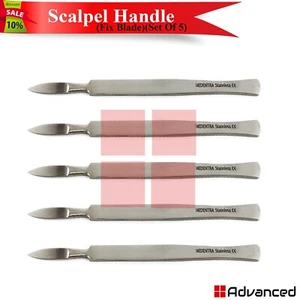 5Pcs Medical Scalpel Handle W/ Fix Blade Dental & Podiatry Tissue Cutting Knives - Afbeelding 1 van 4