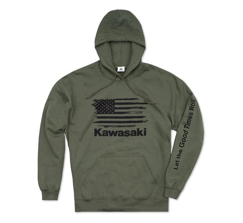 Nueva sudadera con capucha Kawasaki Flag Pullover, verde, XX-grande, K004-1317-GN2X Foto 1 de 1