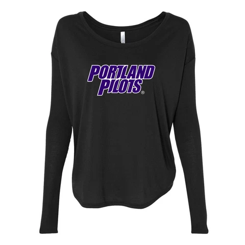 Official NCAA Portland Pilots Women's 2x1 Flowy Long Sleeve Tee Cover