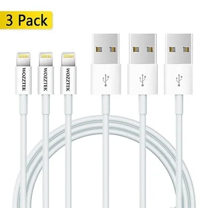 5 Pack Apple Sync Iphone 7 8 X USB cable 8 Pin Charging Cord 3ft White - Picture 1 of 5