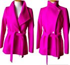 New Rare Ted Baker Elethea Wool Cashmere Belted Wrap Coat Bright Pink Tb 2, Us 6