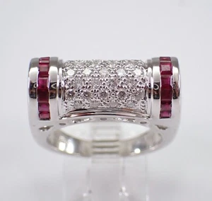 18K Weißgold Rubin und Diamant Ehering Jubiläum Band feiner Schmuck Geschenk - Bild 1 von 8