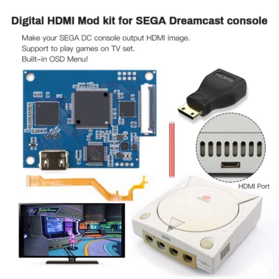 1080P HDMI MOD Kit Digital a Digital HDMI-Compatible MOD Kit Para SEGA Dreamcast Foto 1 de 4