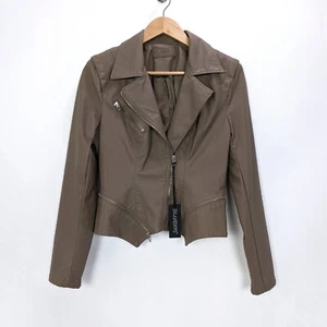 BLANK NYC Größe M Damen-Motorradjacke aus Kunstleder in taupe hellbraun - Bild 1 von 10