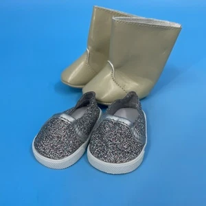 American Girl Bitty Baby Zwilling Mädchen Herbst Blume hellbraun beige Stiefel & Truly Me Schuhe - Bild 1 von 7