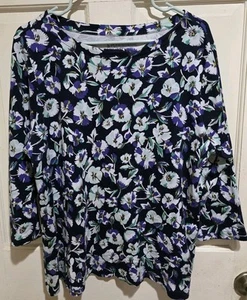 Maglione maglia Croft&Barrow XL manica 3/4 nero stampa/multicolore floreale - Foto 1 di 5