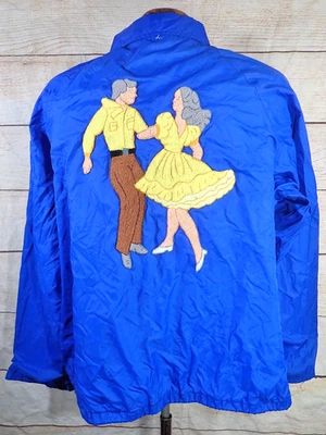 CHAQUETA RARA De Colección Años 60 70 Columpio Cuadrado Danza Bordada Satén a Presión Para Hombres L Foto 1 de 4
