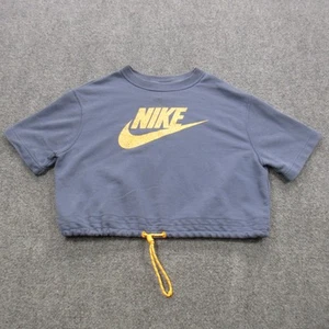 Nike Shirt Womens Small Blue Crop Top Adjustable Hem Swoosh Logo DD2086-491 - Picture 1 of 13