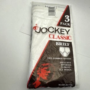 Jockey Classic Brief 3 Pack Men's 9007 Vintage 1987 NIP 100% Cotton USA 34 - Picture 1 of 6