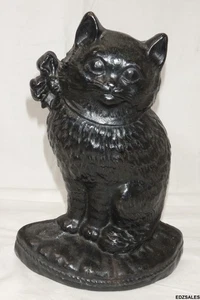 Black Cat With Bow Cast Iron Doorstop - Picture 1 of 9