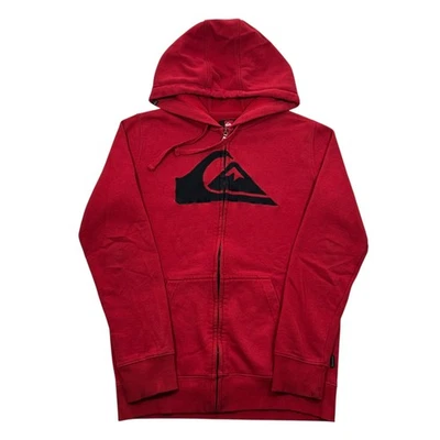 Sudadera con Capucha y2k Quiksilver Cremallera Completa Para Hombre Talla Pequeña Negra Roja Surf Skate Foto 1 de 4