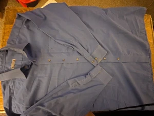 Mens Long Sleeve Blue Eterna Button Down Shirt - Picture 1 of 6