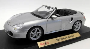 Maisto 1/18 Scale Diecast - 31660 Porsche 911 Turbo Cabriolet Silver Model Car - Picture 1 of 4