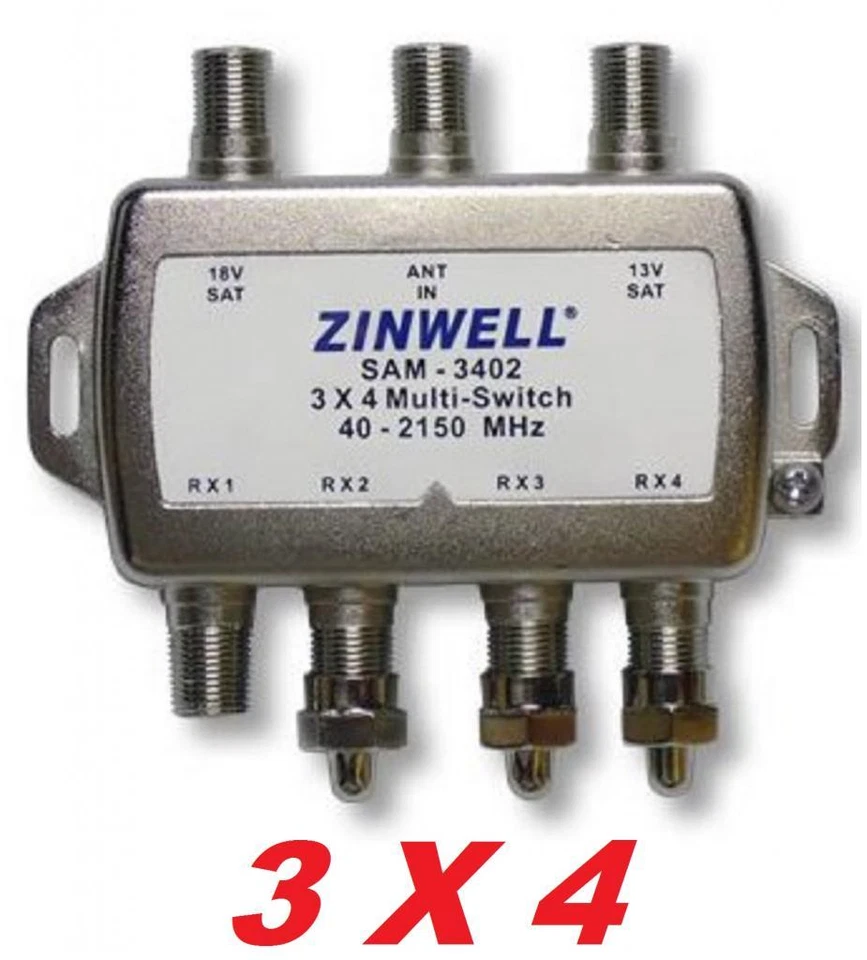 3X4 ZINWELL SAM-3402 SW34 MULTI-SWITCH For: LNB  DIRECTV 2X4 BELL DISH SATELLITE - Image 1 of 4