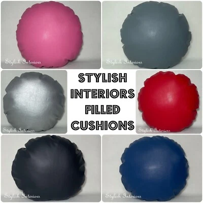 Handmade Round SemiPU Leather Cushion Circle Bed Sofa Pillow With Pad Insert - Image 1 of 4
