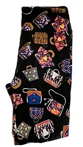 LuLaRoe One Size Leggings Black With Multi-Color Handbags Vintage Purse HTF Rare - Picture 1 of 1