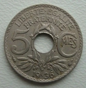 France 5 Centimes 1936 Copper-Nickel Coin S1 - Picture 1 of 5