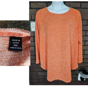 NEU Shein Curve Damen Gr. 3XL ORANGE einfarbig Langarmshirt - Bild 1 von 1