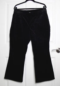NWOT Denim & Co Corduroy Lightly Bootcut Stretch Pants Solid Black Pull-On 16P - Picture 1 of 3