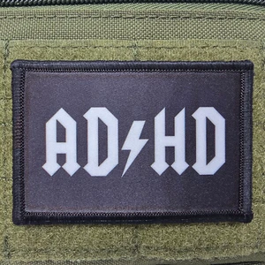 ADHD Morale Patch Tactical Military Army USA Flag Hook & Loop - Picture 1 of 1