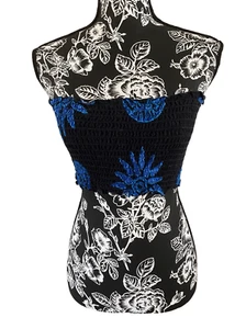 Sun Strapless Top Tube Top Cropped Textured Summer Beach Coastal - Picture 1 of 9