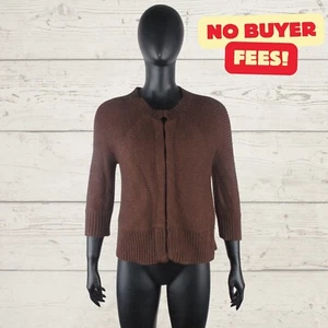 NWOT NOA NOA Women's Brown Cardigan Chunky Knit Crew Neck Jumper 3/4 Sleeve XS - Picture 1 of 24