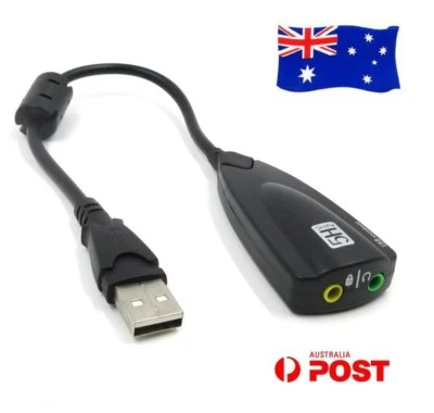 USB SoundCard 3D Virtual 7.1 Mic Audio Headset Speaker Adapter Cable 5Hv2 AU OZ - Image 1 of 4