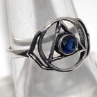 Blue Topaz 925 Silver Plated Gemstone Handmade Ring US 8 Gifts Jewelry AU E008