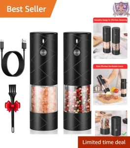 Stylish 0.5 Cup Rechargeable Salt and Pepper Grinder Set with Acrylic Design - Picture 1 of 8