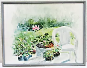 Vintage Original E. G. Bengert Watercolor Painting of Garden Area - Picture 1 of 8