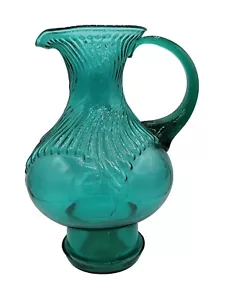 Brocca o vaso Tiara Indiana Art vetro verde con manico bicentenario vintage - Foto 1 di 7
