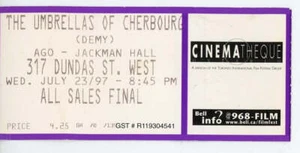 The Umbrella of Cherbourg (1997) Vintage Movie Pass Cinematheque Ontario - Picture 1 of 1