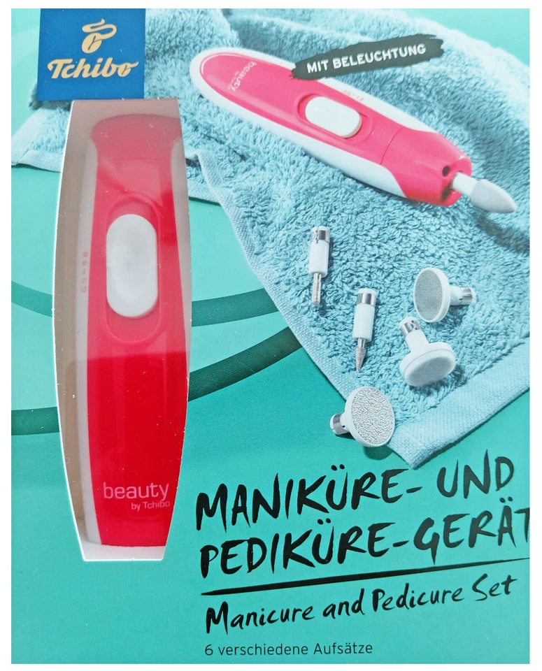 TCM Tchibo Maniküre Pediküre Gerät 6 verschiedene Aufsätze mit Beleuchtung - Bild 1 von 1