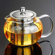 Hofu Small Clear High Borosilicate Glass Tea Pot with Removable 304 Stainless St