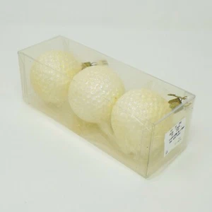 Neiman Marcus 2010 Golf Ball Gold Glass Christmas Ornament Holiday Deco (3 Set) - Picture 1 of 7