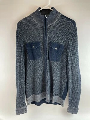 Suéter INC International Concepts, Para Hombre Mediano, Azul Marino, Blanco, Cremallera Completa Foto 1 de 4